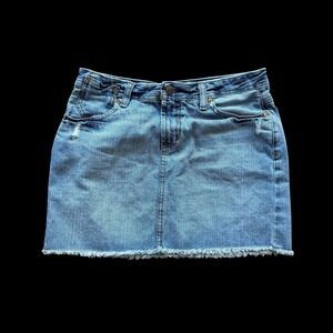 Ralph Lauren Polo Jeans Gigi Denim Mini Skirt Frayed Raw Hem Sz 6 28